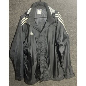 Adidas‎ Men's Windbreaker Activewear Black Zip up Hoodie Jacket  Size L